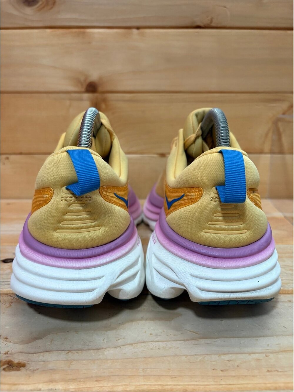 HOKA Bondi 8 Shoes Yellow Purple Running Road Cushion 1127952 Womens size 9B - Picture 5 of 6